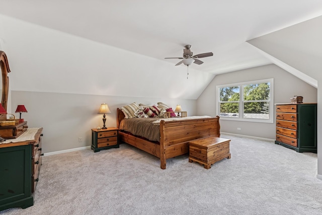 5618 Marietta Dr, Crystal Lake, IL 60014 - bedroom featuring light carpet, lofted ceiling, and a ceiling fan