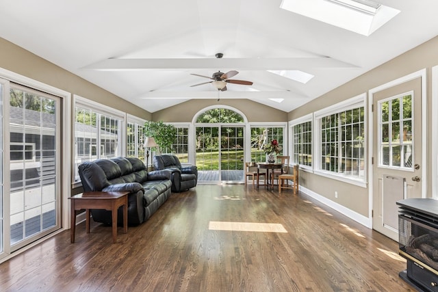 5618 Marietta Dr, Crystal Lake, IL 60014 - sunroom with a skylight, lofted ceiling, and wood finished floors