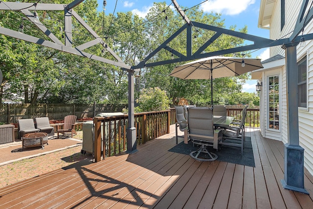 24929 Vermette Rd, Plainfield, IL 60585 - wooden deck with an outdoor fire pit and outdoor dining area