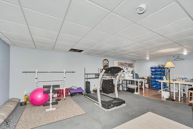 13348 S Stephen Dr, Palos Park, IL 60464 - exercise area with a drop ceiling and carpet floors