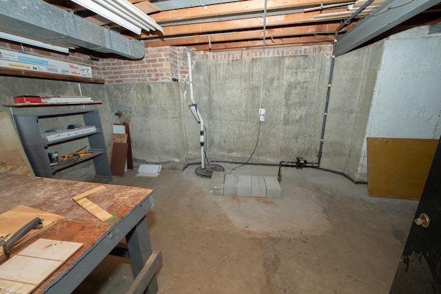 view of unfinished basement