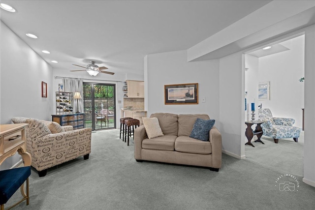 1242 Hobson Oaks Dr, Naperville, IL 60540 - carpeted living room featuring recessed lighting and ceiling fan