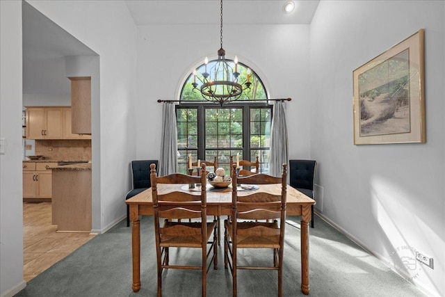 1242 Hobson Oaks Dr, Naperville, IL 60540 - dining area with a chandelier and light colored carpet