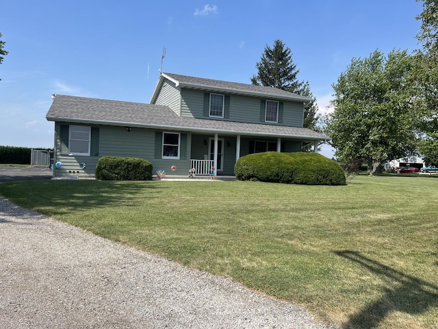 18367 US-150 Hwy, Bloomington, IL 61705 - view of front of home with covered porch, a front yard, and roof with shingles