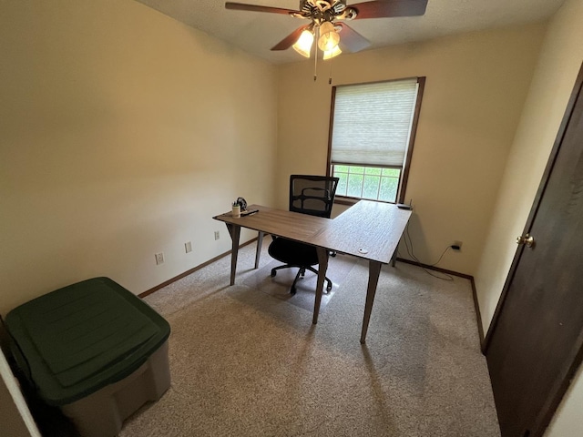 18367 US-150 Hwy, Bloomington, IL 61705 - carpeted home office with ceiling fan and baseboards