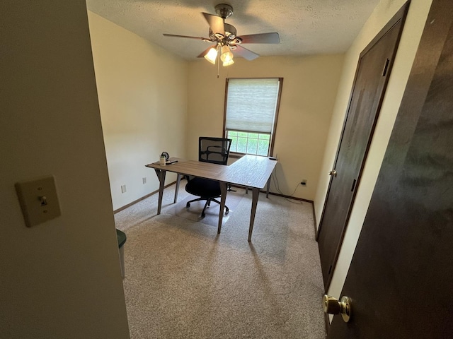 18367 US-150 Hwy, Bloomington, IL 61705 - office area with a ceiling fan, a textured ceiling, and light colored carpet