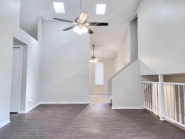 14326 Irving Ave, Dolton, IL 60419 - spare room featuring ceiling fan, high vaulted ceiling, and wood finished floors