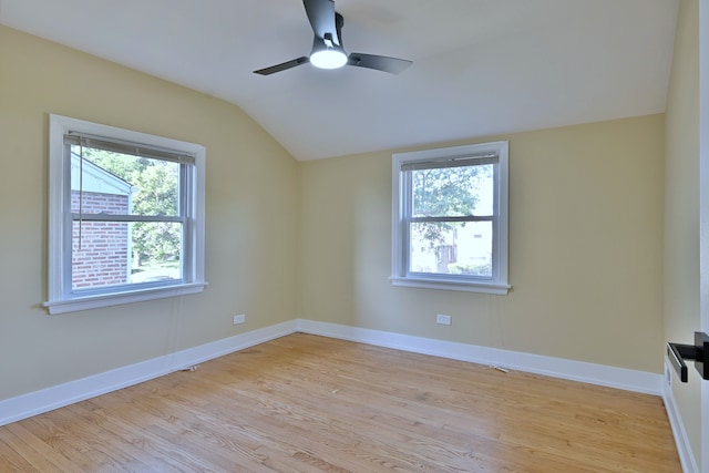 2024 S 24th Ave, Broadview, IL 60155 - spare room with vaulted ceiling, light wood-style flooring, and ceiling fan