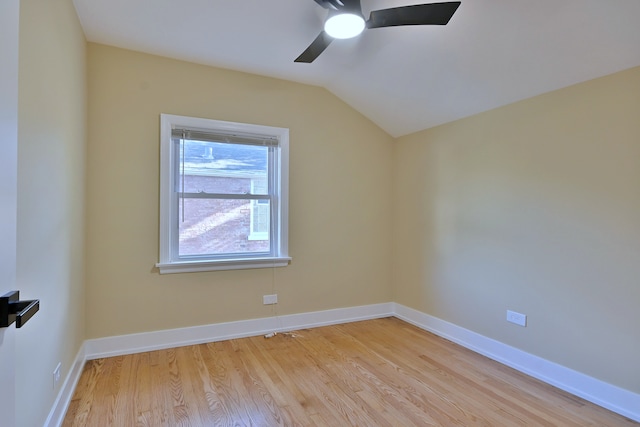 2024 S 24th Ave, Broadview, IL 60155 - unfurnished room with a ceiling fan, light wood-type flooring, and vaulted ceiling
