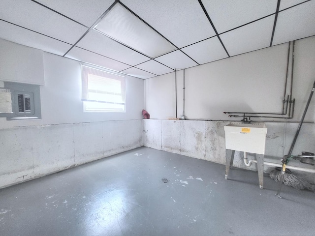 6037 Spring Ln, Matteson, IL 60443 - below grade area featuring electric panel and a drop ceiling