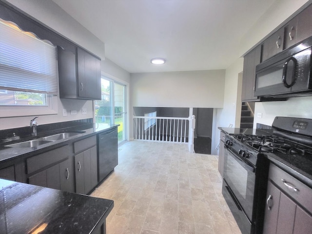 6037 Spring Ln, Matteson, IL 60443 - kitchen with black appliances and dark stone countertops