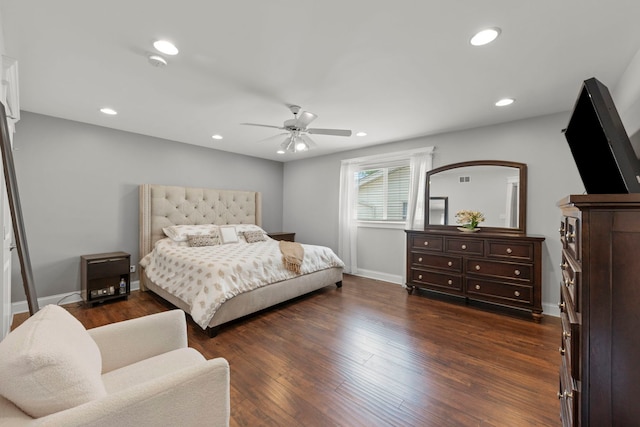 14301 S California Ave, Posen, IL 60469 - bedroom with dark wood finished floors, ceiling fan, and recessed lighting