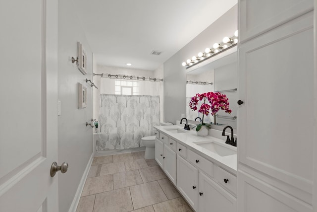 14301 S California Ave, Posen, IL 60469 - full bathroom with double vanity and shower / bath combo with shower curtain