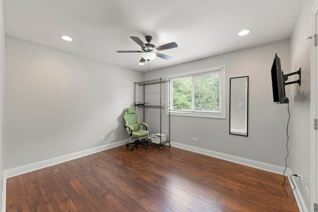 14301 S California Ave, Posen, IL 60469 - unfurnished room with ceiling fan, wood-type flooring, and recessed lighting