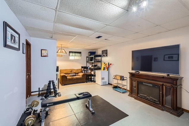 1718 Rosewood Ln, Johnsburg, IL 60051 - exercise area with a drop ceiling