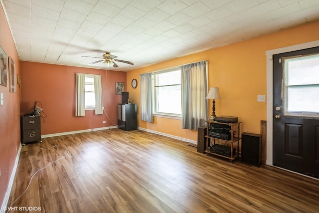 405 Judson St, Bensenville, IL 60106 - unfurnished living room with wood finished floors and ceiling fan