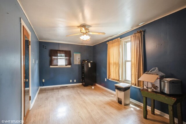 405 Judson St, Bensenville, IL 60106 - unfurnished room with healthy amount of natural light, wood finished floors, ceiling fan, and crown molding