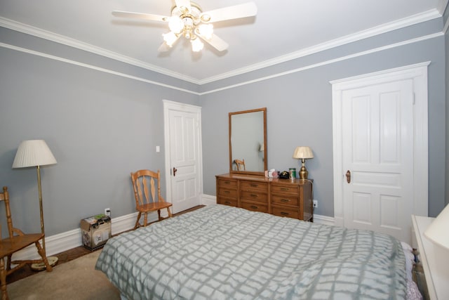 312 Home Ave, Oak Park, IL 60302 - carpeted bedroom featuring ornamental molding and a ceiling fan