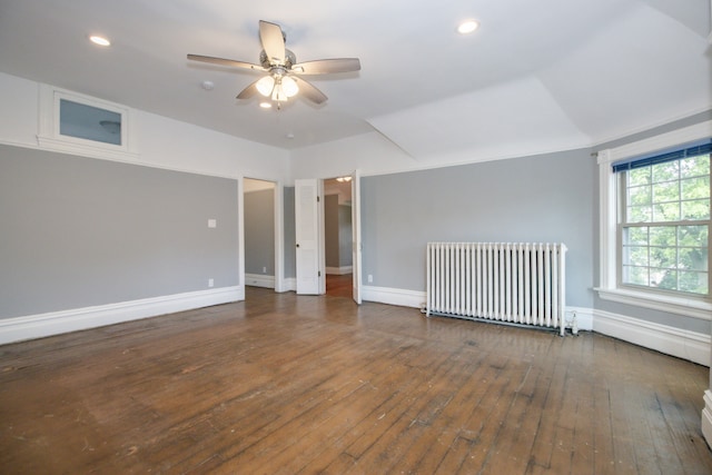 312 Home Ave, Oak Park, IL 60302 - spare room with radiator heating unit, hardwood / wood-style flooring, a ceiling fan, and recessed lighting