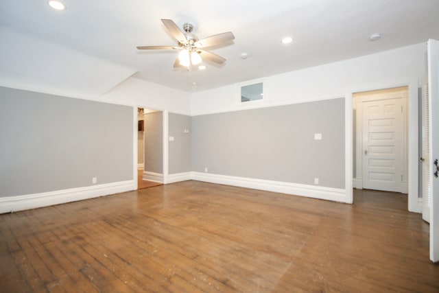 312 Home Ave, Oak Park, IL 60302 - unfurnished room featuring ceiling fan, recessed lighting, wood finished floors, and a smoke detector