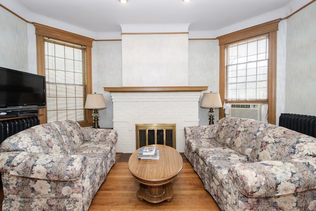 312 Home Ave, Oak Park, IL 60302 - living area with cooling unit, wood finished floors, and plenty of natural light