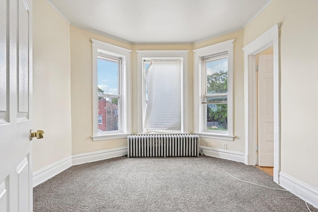 6225 S Wood St, Chicago, IL 60636 - carpeted empty room featuring radiator and ornamental molding