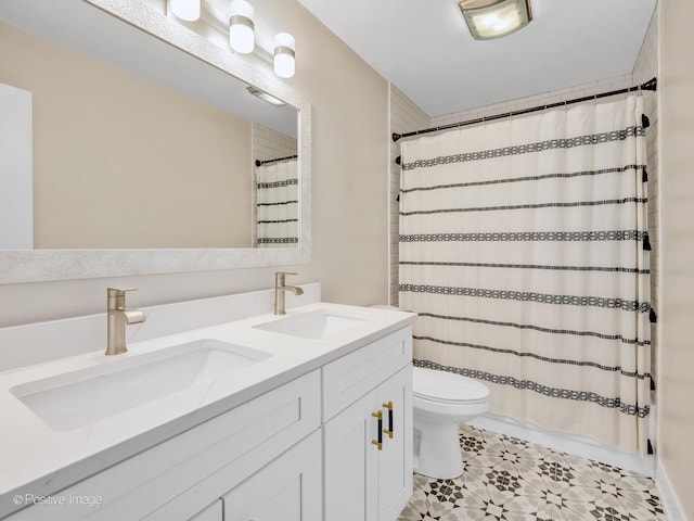 865 W Bryn Mawr Ave, Roselle, IL 60172 - bathroom with double vanity, tile patterned flooring, and curtained shower