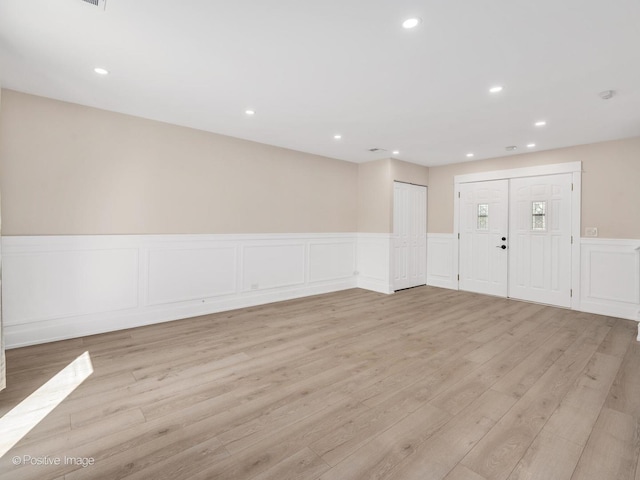 865 W Bryn Mawr Ave, Roselle, IL 60172 - foyer featuring a wainscoted wall, a decorative wall, light wood finished floors, and recessed lighting