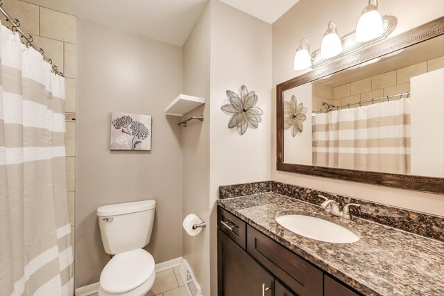 141 S Cedar St, Palatine, IL 60067 - full bath with vanity, tile patterned flooring, and a shower with shower curtain