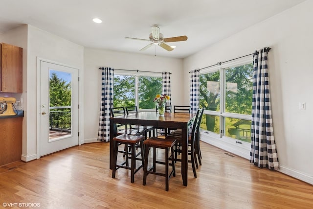 26 Red Hawk Dr, Oswego, IL 60543 - dining area with light wood-type flooring, a ceiling fan, and recessed lighting