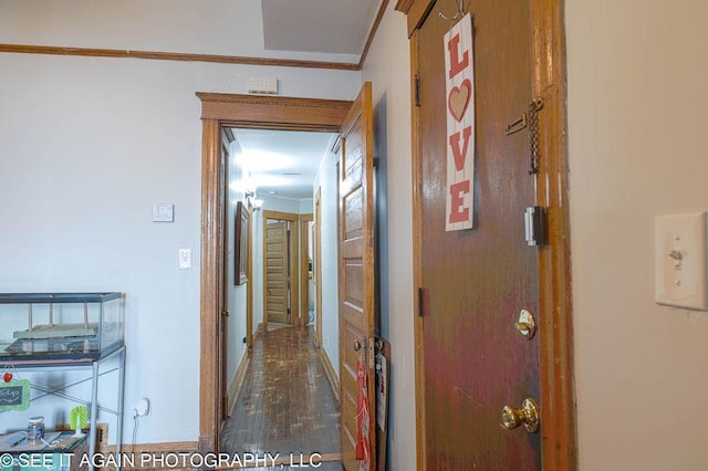 5942 S Calumet Ave, Chicago, IL 60637 - hallway with wood finished floors and ornamental molding