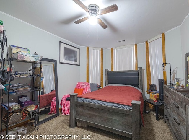 5942 S Calumet Ave, Chicago, IL 60637 - bedroom with carpet floors, ornamental molding, and ceiling fan