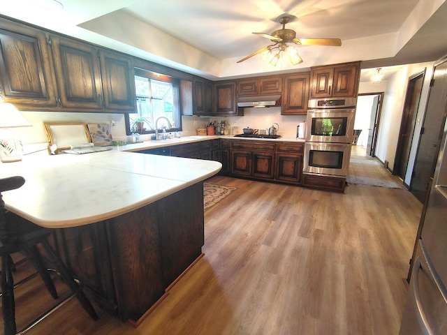 28442 W Main St, Barrington, IL 60010 - kitchen with appliances with stainless steel finishes, light countertops, a peninsula, and light wood-style flooring