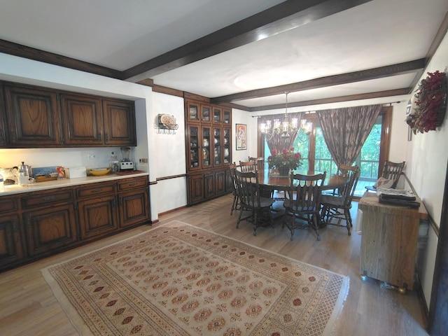 28442 W Main St, Barrington, IL 60010 - dining room with a chandelier, beam ceiling, and light wood-type flooring