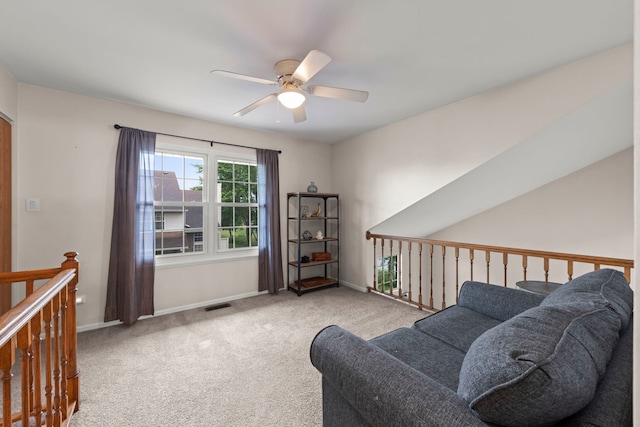 16026 85th Pl, Tinley Park, IL 60487 - sitting room with a ceiling fan, carpet flooring, and an upstairs landing