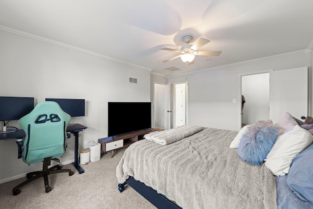 16026 85th Pl, Tinley Park, IL 60487 - carpeted bedroom with ornamental molding and ceiling fan