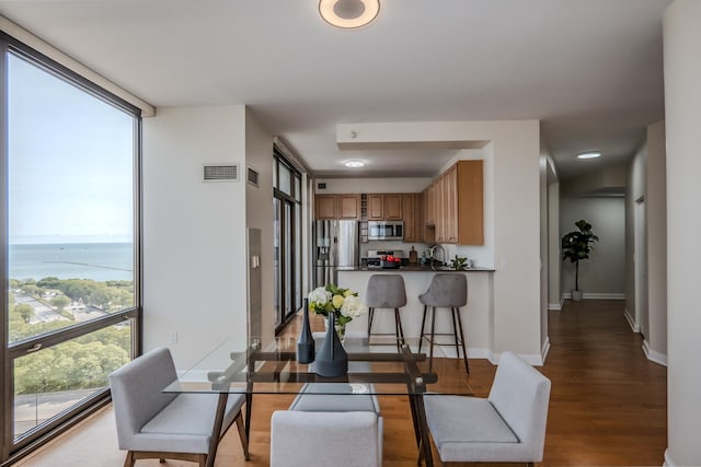 233 E 13th St Unit 2001, Chicago, IL 60605 - dining room featuring light wood finished floors and a water view