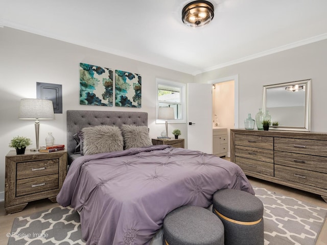 622 Pleasant Pl, Streamwood, IL 60107 - bedroom featuring crown molding and ensuite bathroom
