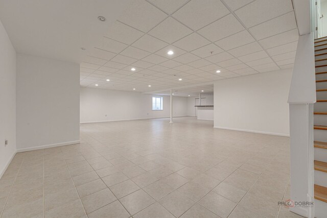 5860 Betty Gloyd Dr, Hoffman Estates, IL 60192 - basement with stairs, recessed lighting, and light tile patterned floors