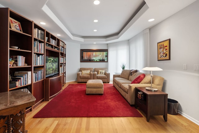 1670 Jasmine Ct, Highland Park, IL 60035 - living room with wood finished floors, recessed lighting, and a raised ceiling