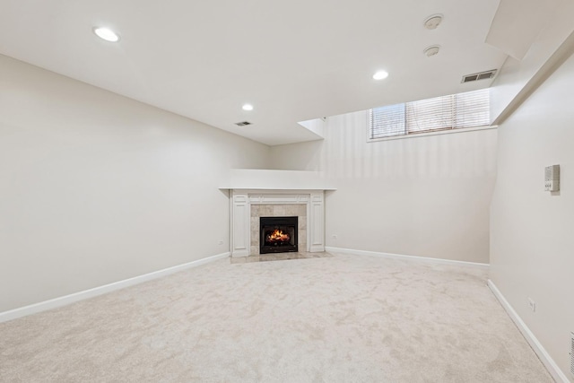 1917 S State St Unit 1, Chicago, IL 60616 - unfurnished living room featuring carpet floors, recessed lighting, and a fireplace