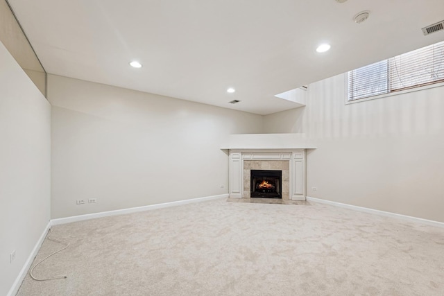 1917 S State St Unit 1, Chicago, IL 60616 - unfurnished living room with carpet flooring, recessed lighting, and a tiled fireplace