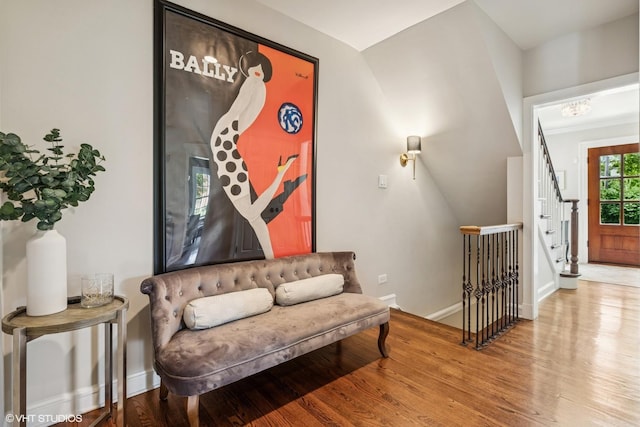 423 S Beverly Ln, Arlington Heights, IL 60005 - sitting room with wood finished floors and an upstairs landing