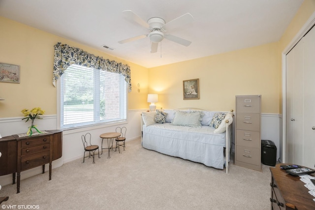 601 Lake Hinsdale Dr Unit 104, Willowbrook, IL 60527 - bedroom featuring carpet flooring, a closet, and ceiling fan