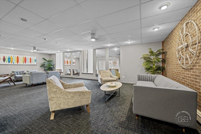 1321 S Finley Rd Unit 108, Lombard, IL 60148 - common area featuring brick wall and a paneled ceiling