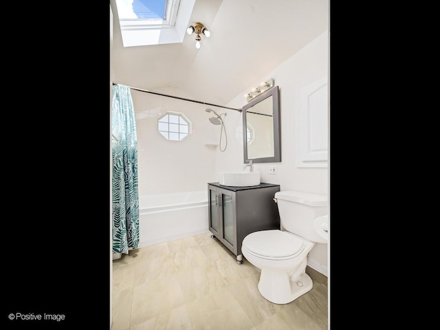 118 Burlington Ave, Clarendon Hills, IL 60514 - bathroom featuring a skylight, shower / bath combination with curtain, and vanity
