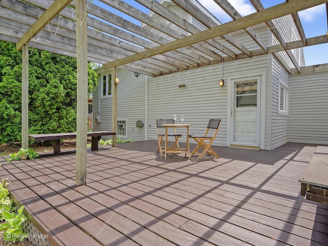 118 Burlington Ave, Clarendon Hills, IL 60514 - view of patio with a wooden deck, outdoor dining area, and a pergola
