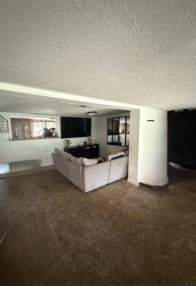 24041/2 W John St, Champaign, IL 61820 - living area with a textured ceiling, dark carpet, and healthy amount of natural light
