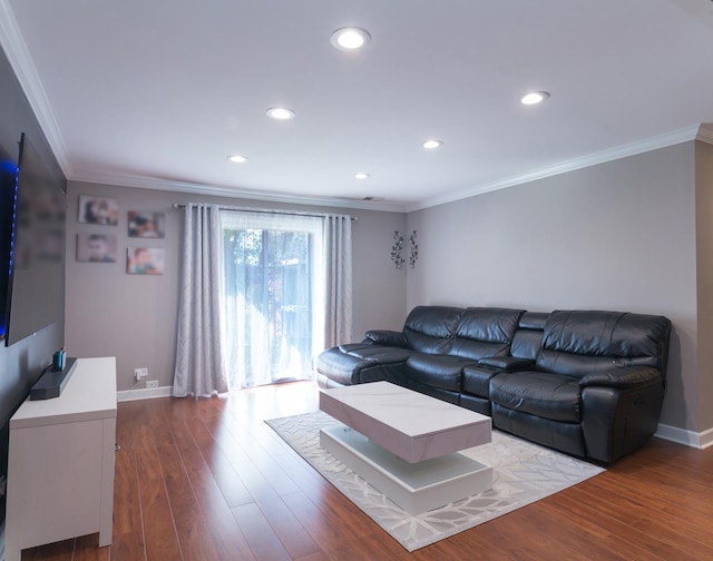 1 Oak Creek Dr Unit 2305, Buffalo Grove, IL 60089 - living area with dark wood finished floors, crown molding, and recessed lighting