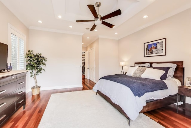 2011 W Huron St, Chicago, IL 60612 - bedroom featuring wood finished floors, recessed lighting, ornamental molding, ceiling fan, and a closet